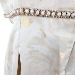 Tahari gold & cream floral brocade formal gown size 10